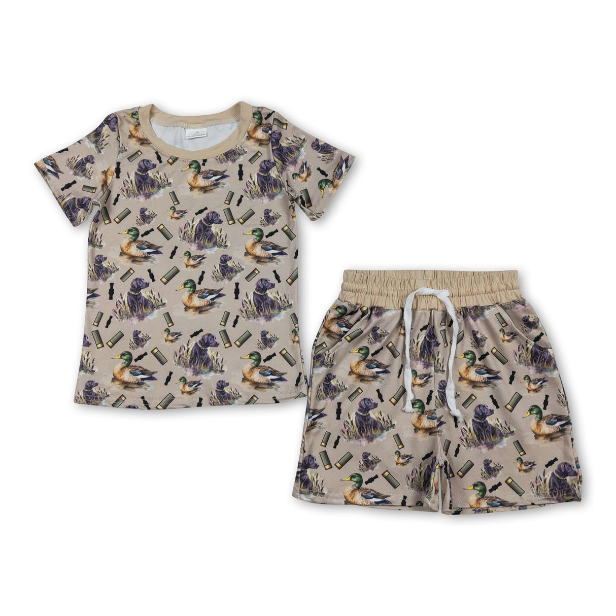 Short sleeves duck call top shorts kids boys outfits