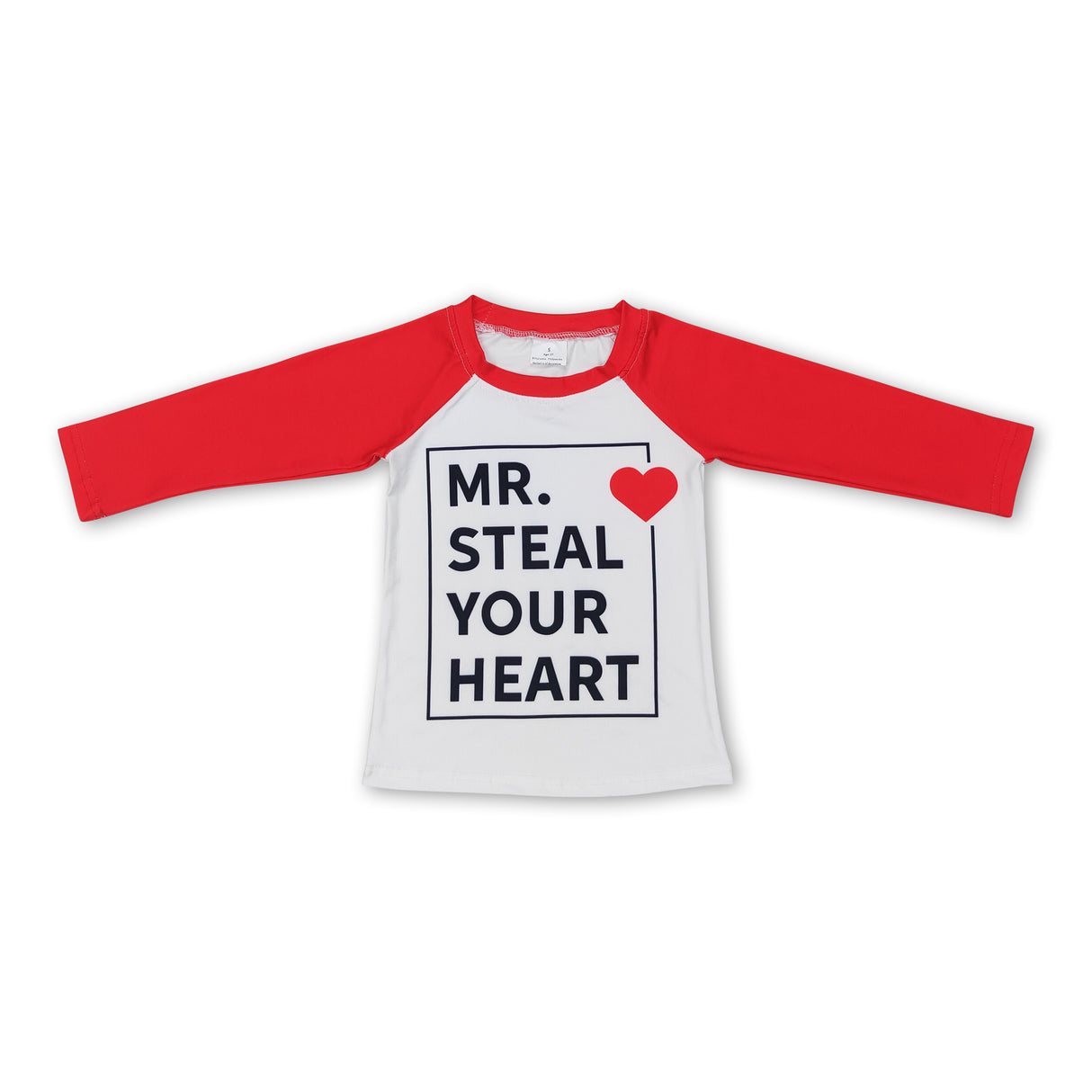 Red long sleeves steal your heart kids valentine's raglan