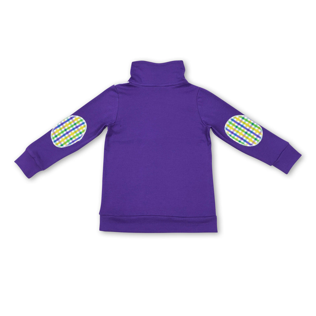Purple plaid dog kids boys mardi gras pullover