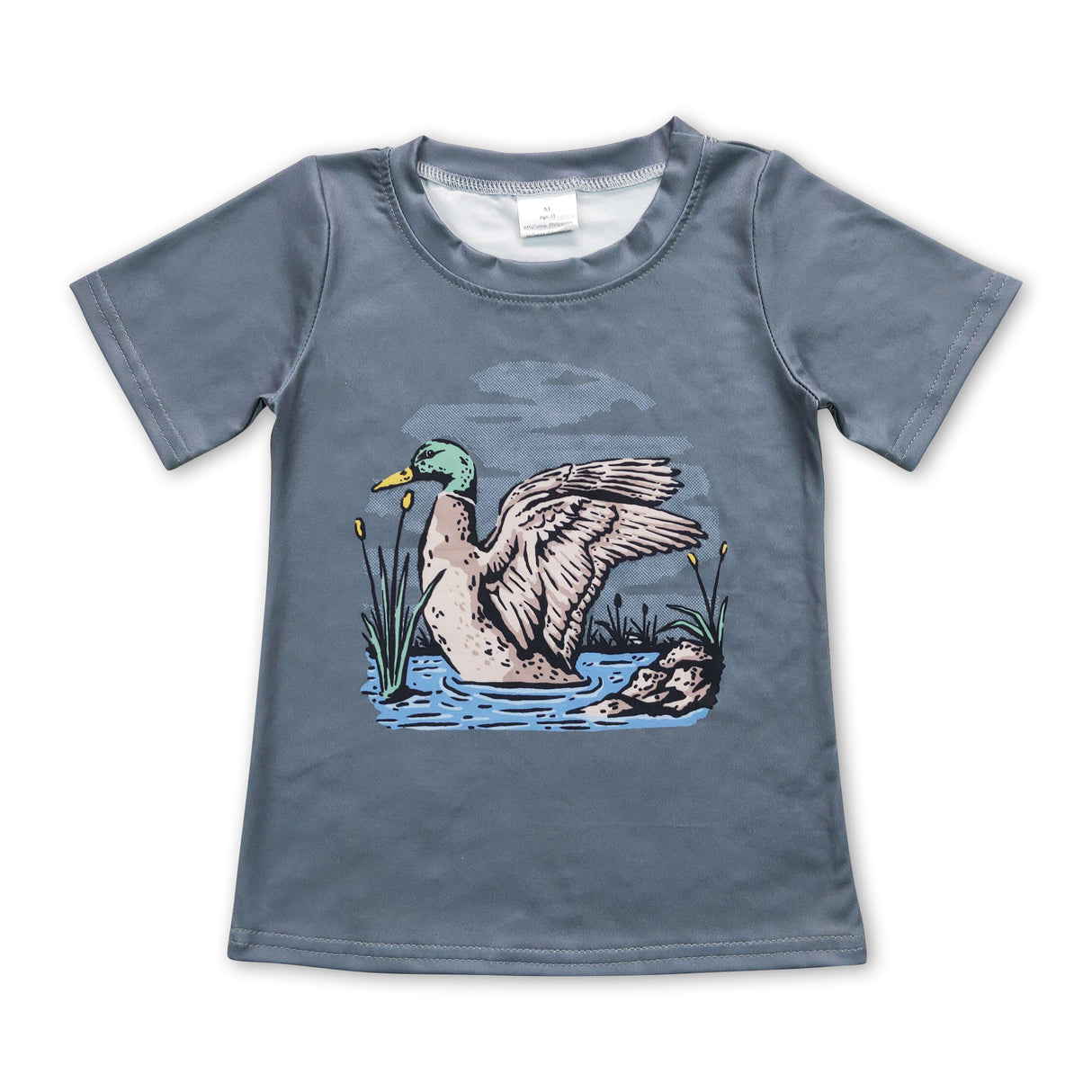 Green short sleeves duck kids boys hunting shirt