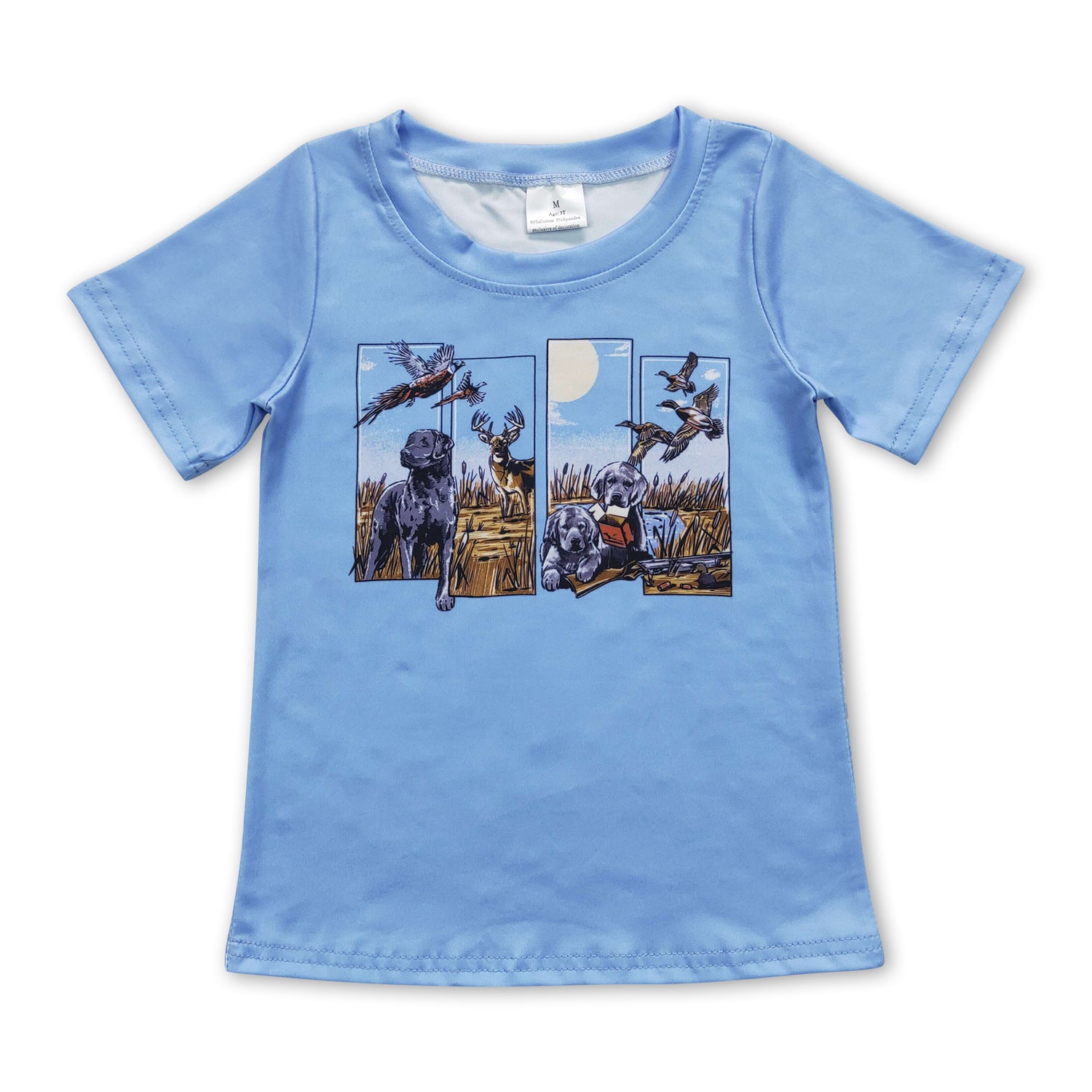 Short sleeves duck dog deer kids boys hunting shirt