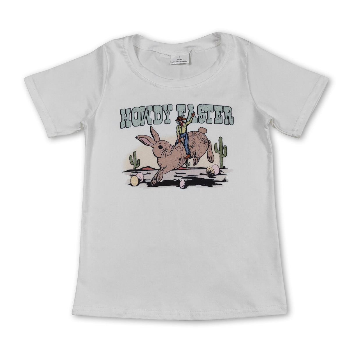 Howdy easter bunny cactus eggs kids boys shirt