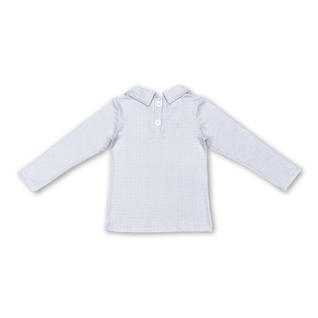 Light blue plaid long sleeves kids boys shirt