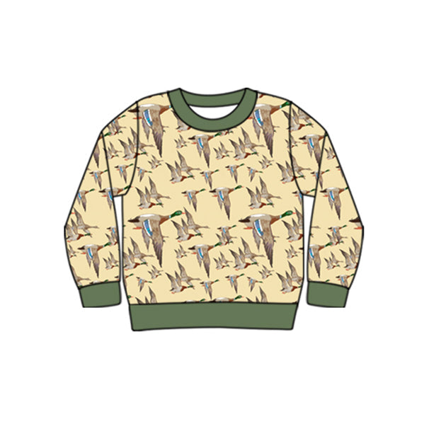 Olive long sleeves duck kids boys shirt