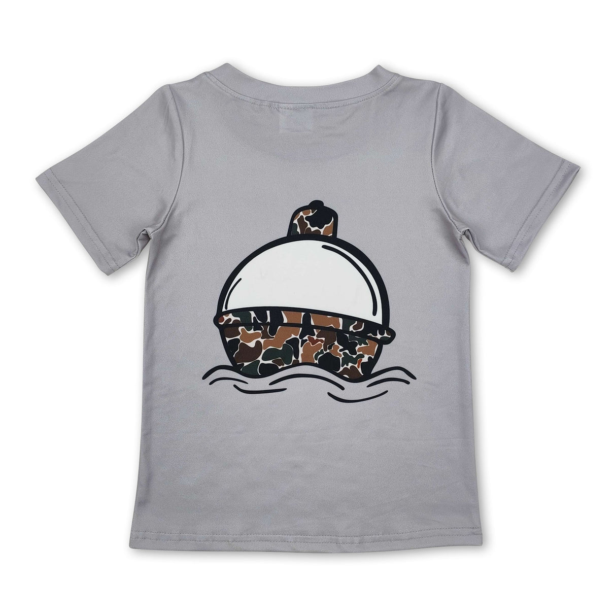 Short sleeves grey camo slip float fishing boys shirt