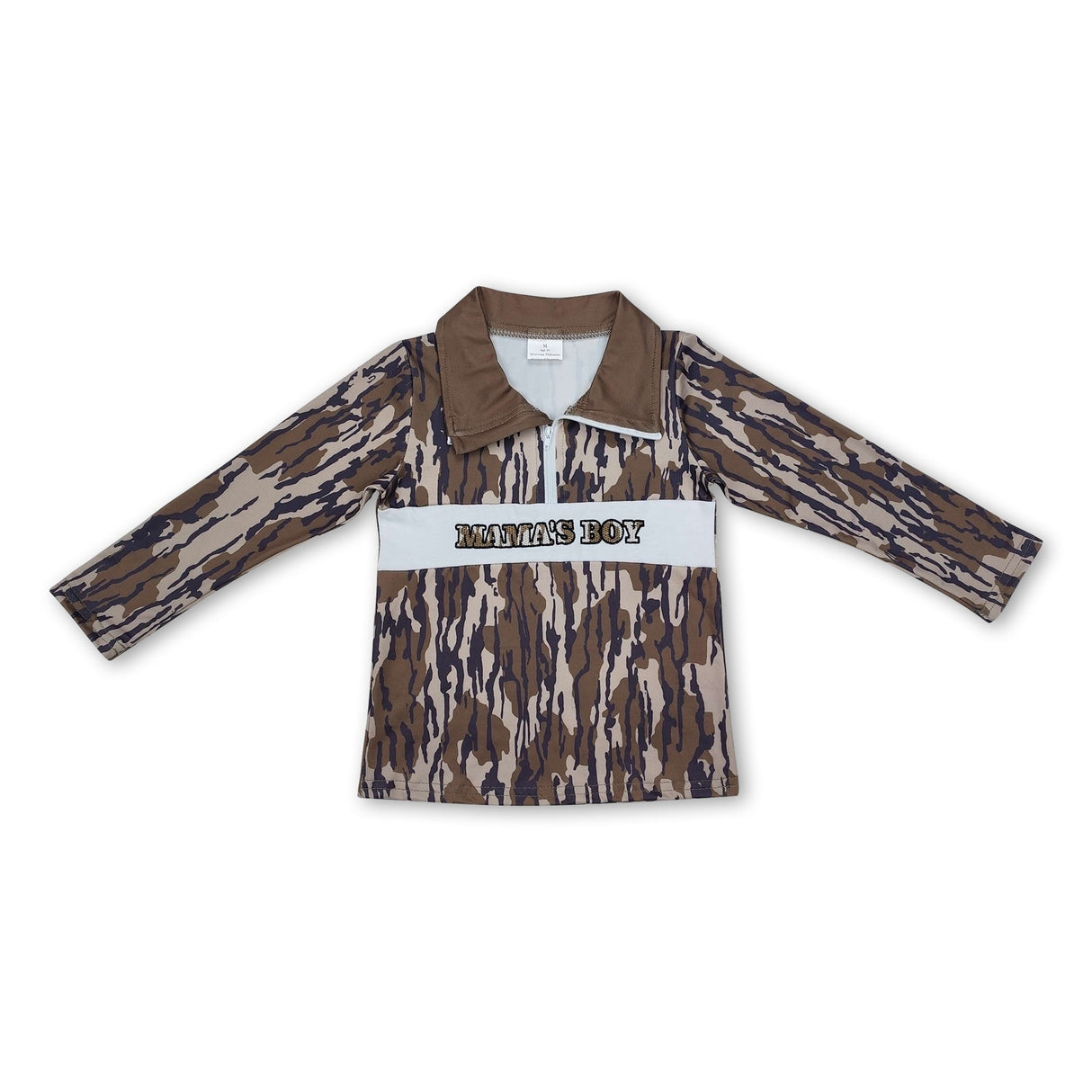 Long sleeves camo mama's boy kids zip pullover
