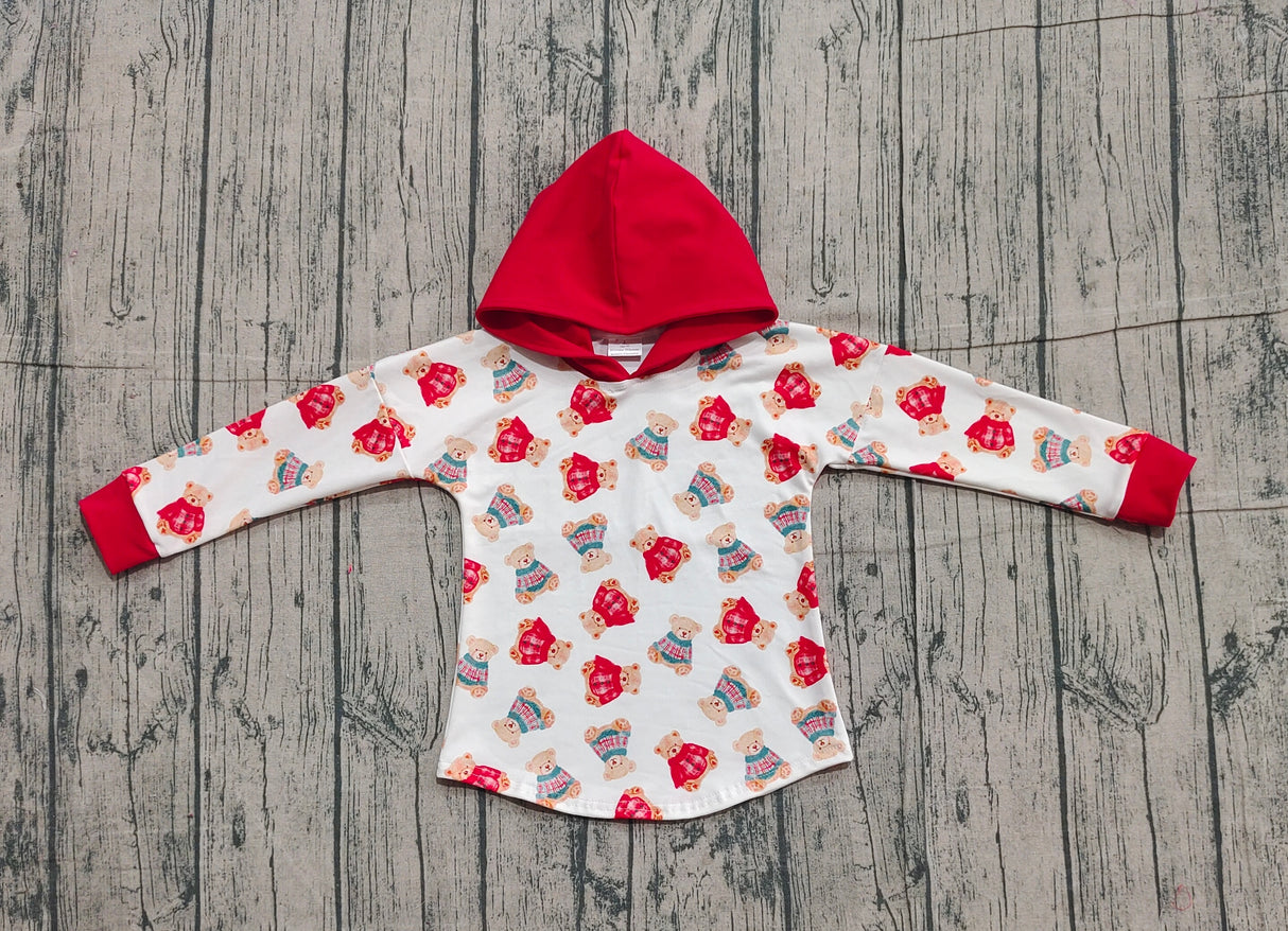 Red long sleeves bear children hoodie