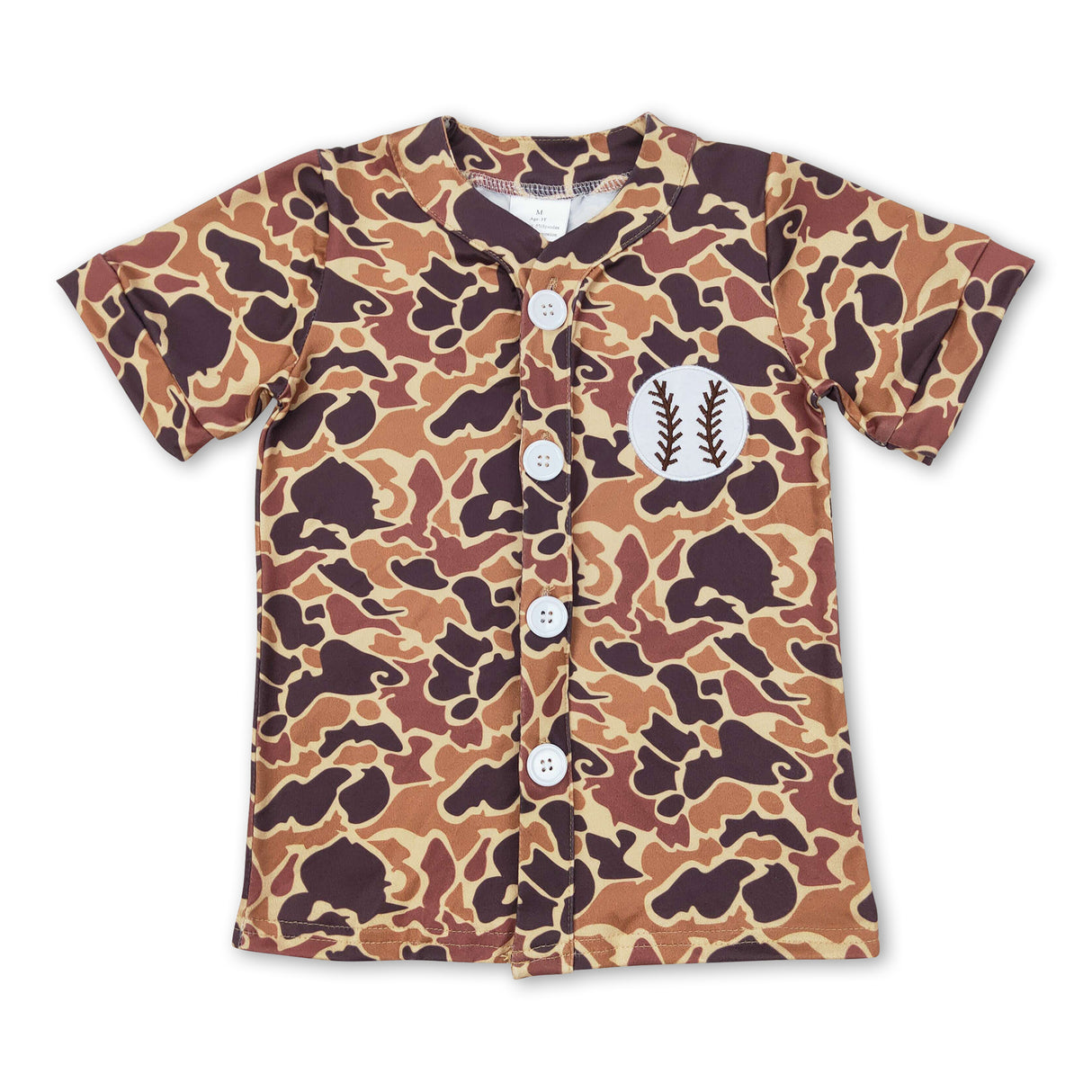 Brown camo short sleeves baseball kids boys shirt
