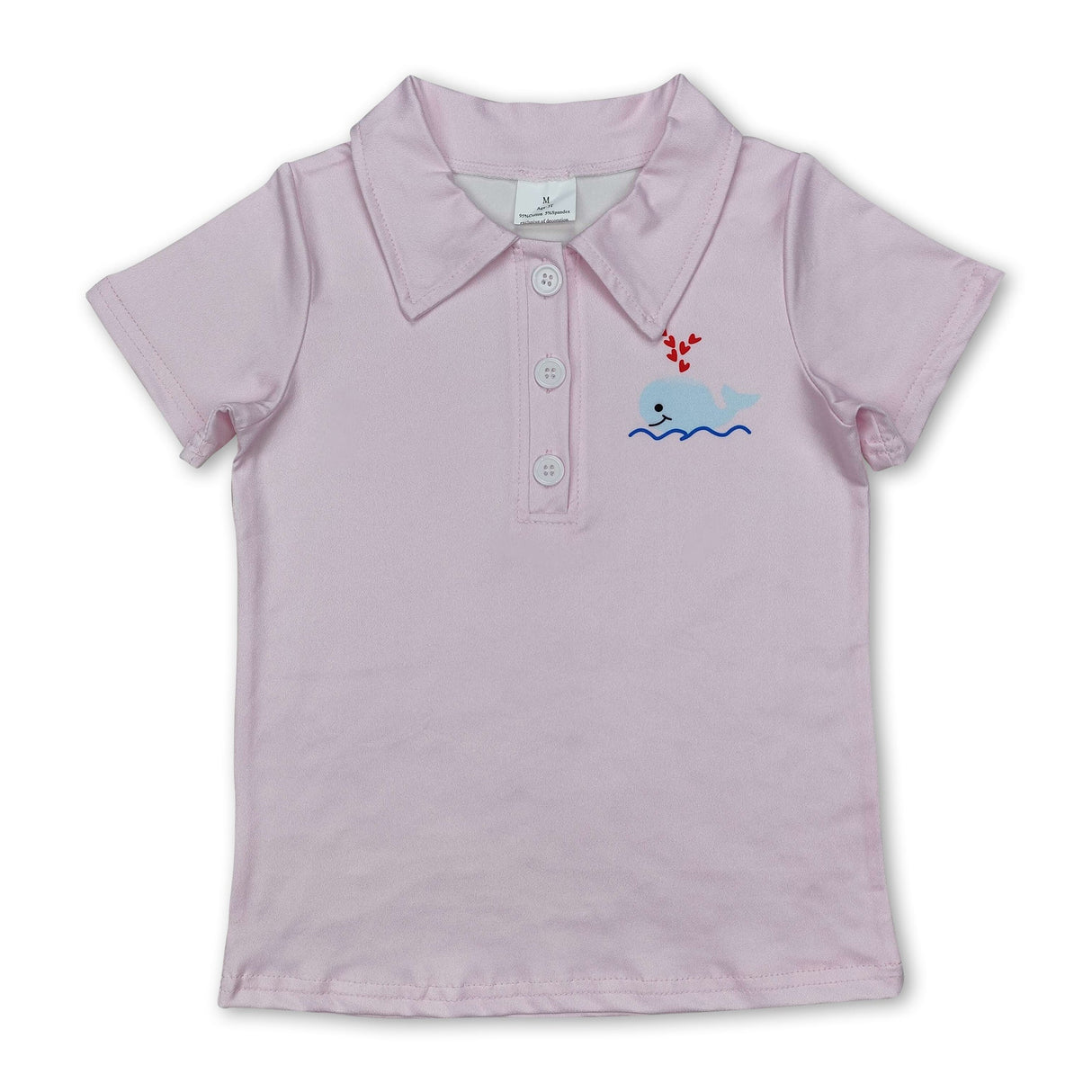 Short sleeves pink whale kids boys summer polo shirt