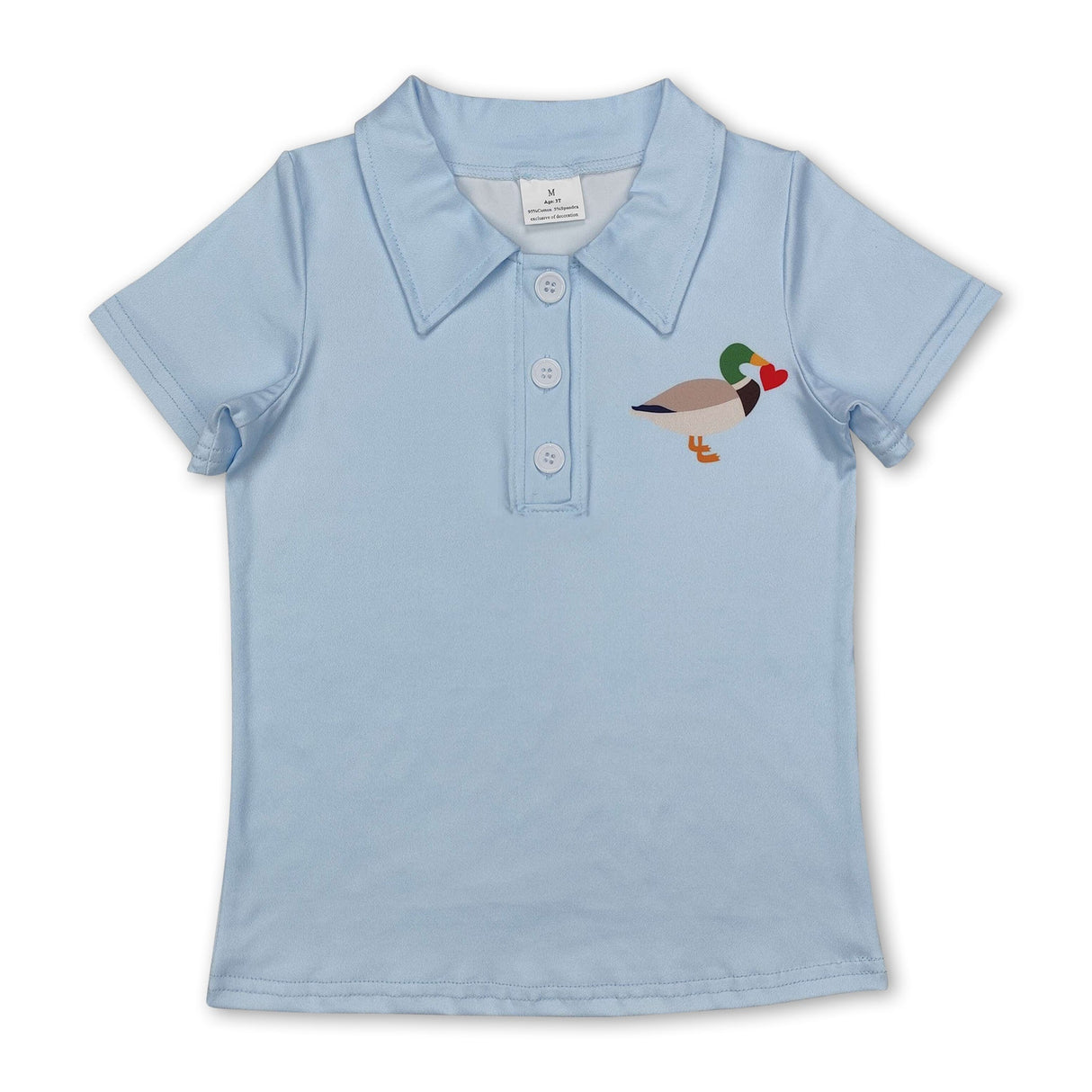 Short sleeves duck heart kids boys summer polo shirt