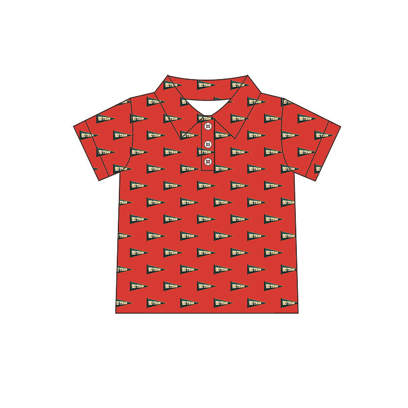 Red short sleeves team kids boys polo shirt