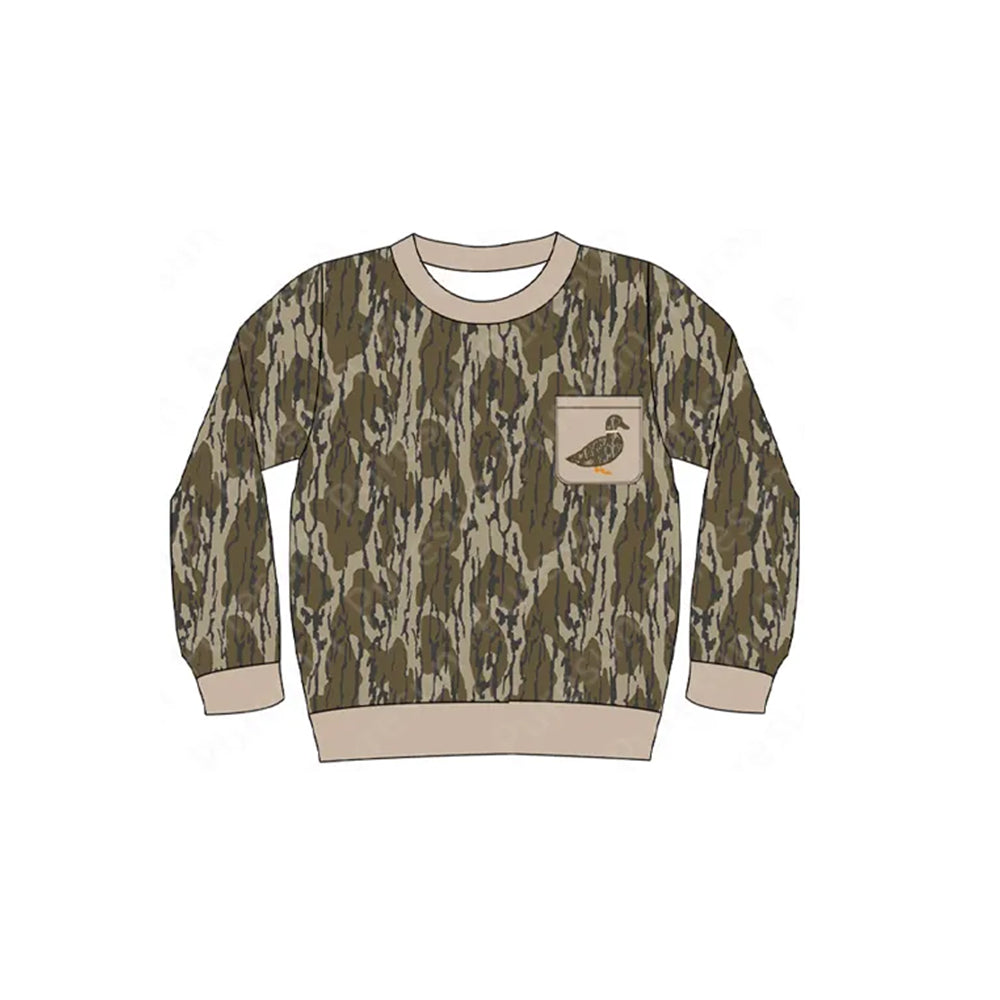 Duck pocket camo long sleeves kids boys shirt