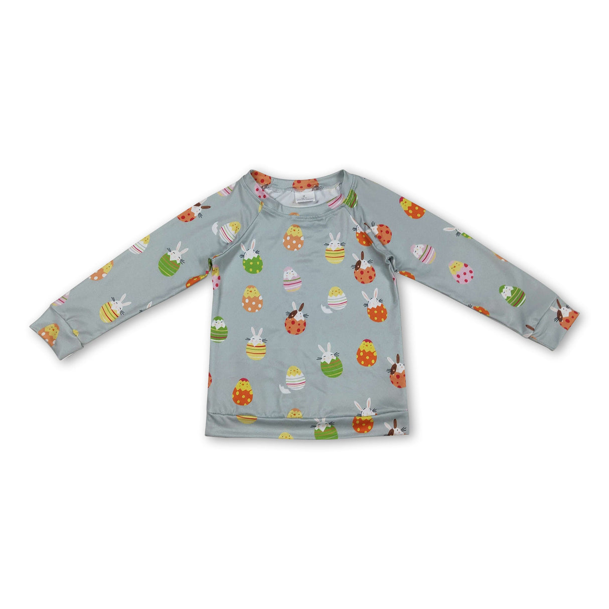 Long sleeves eggs bunny baby kids Easter shirt
