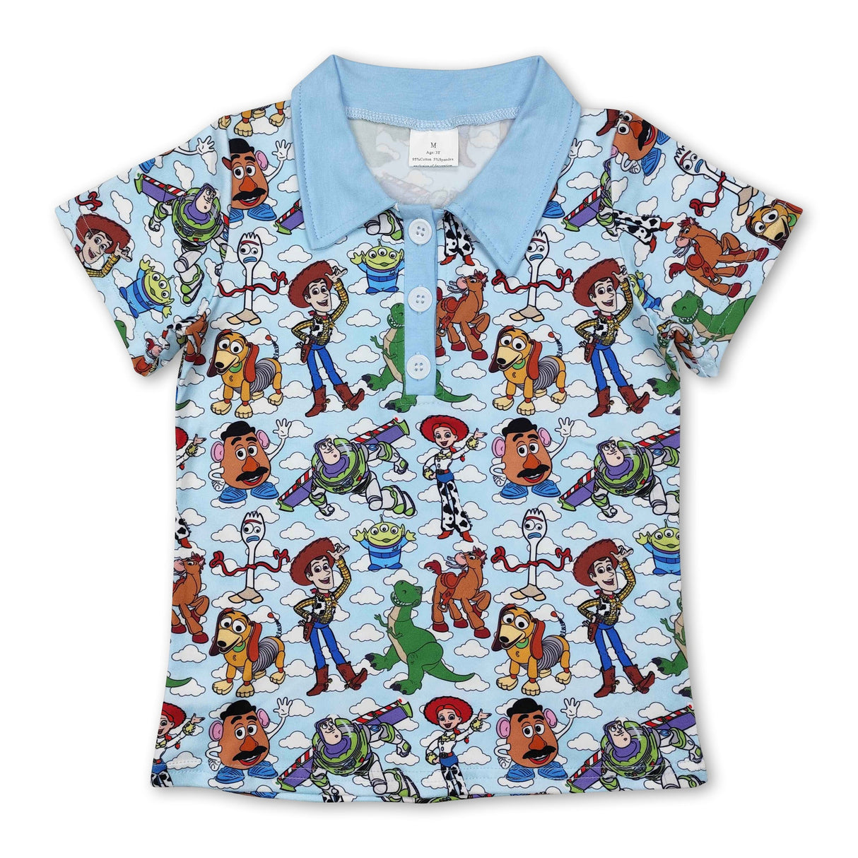 Blue short sleeves dog toy kids boys summer polo shirt