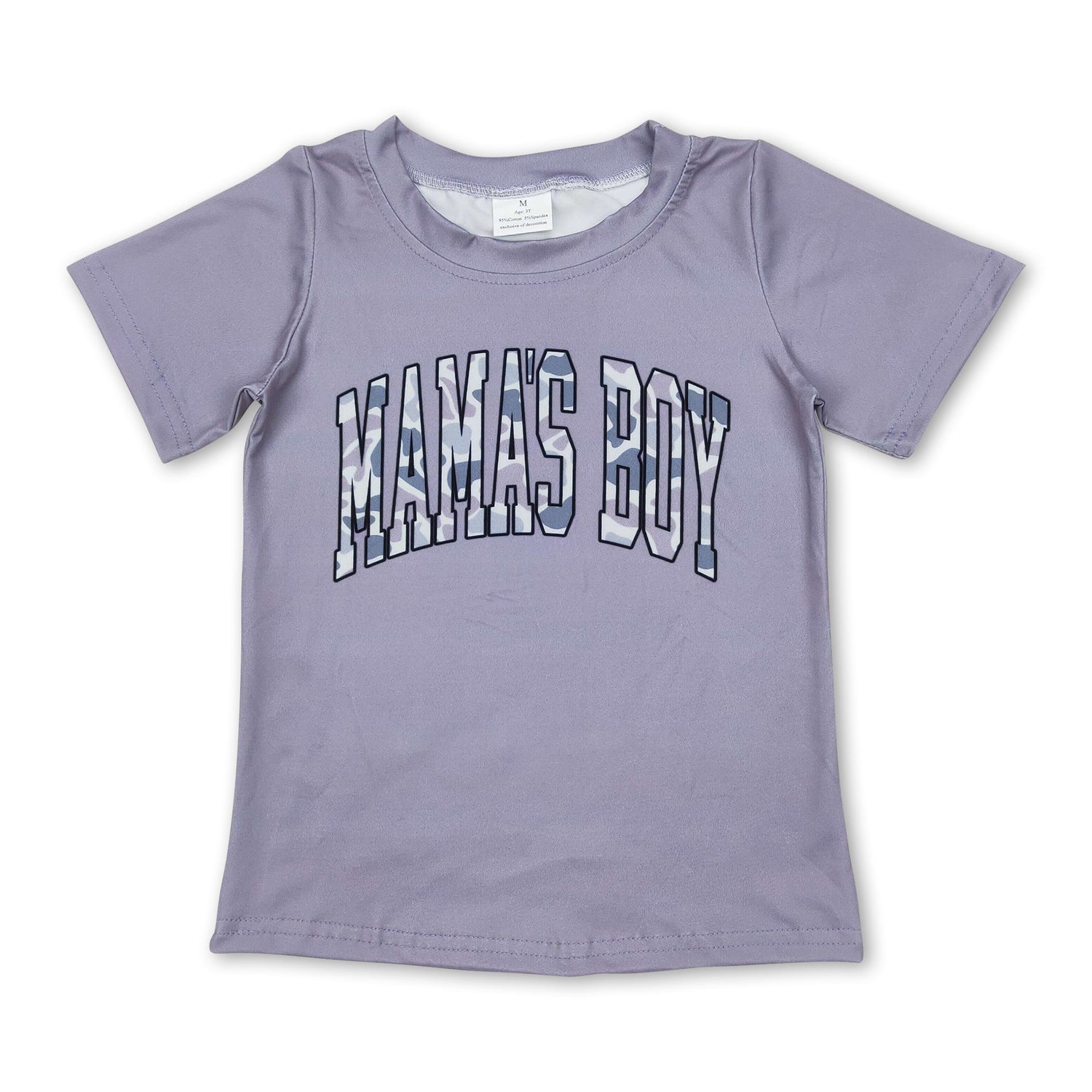 Short sleeves grey camo mama's boy children shirt