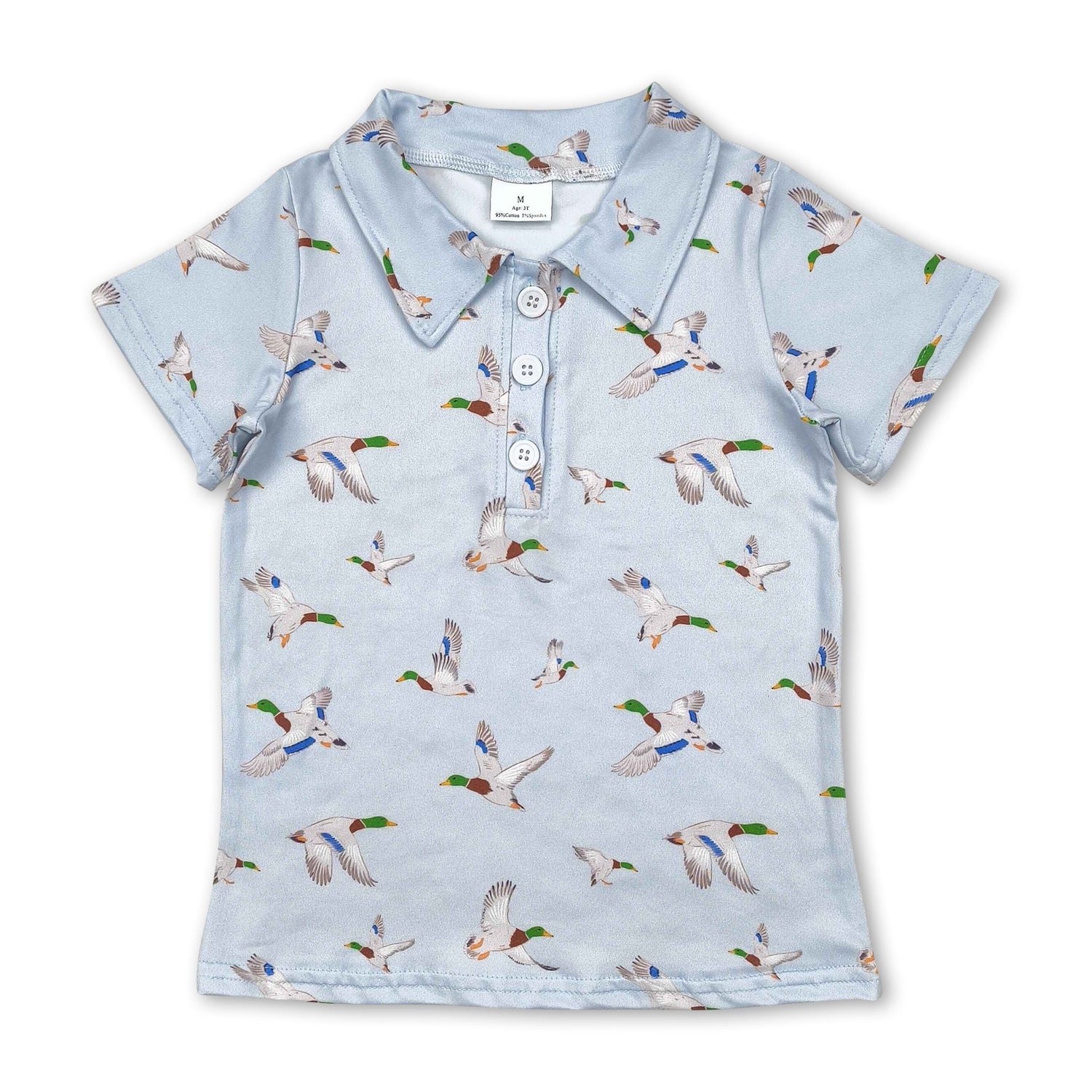 Short sleeves light blue duck kids boys polo shirt