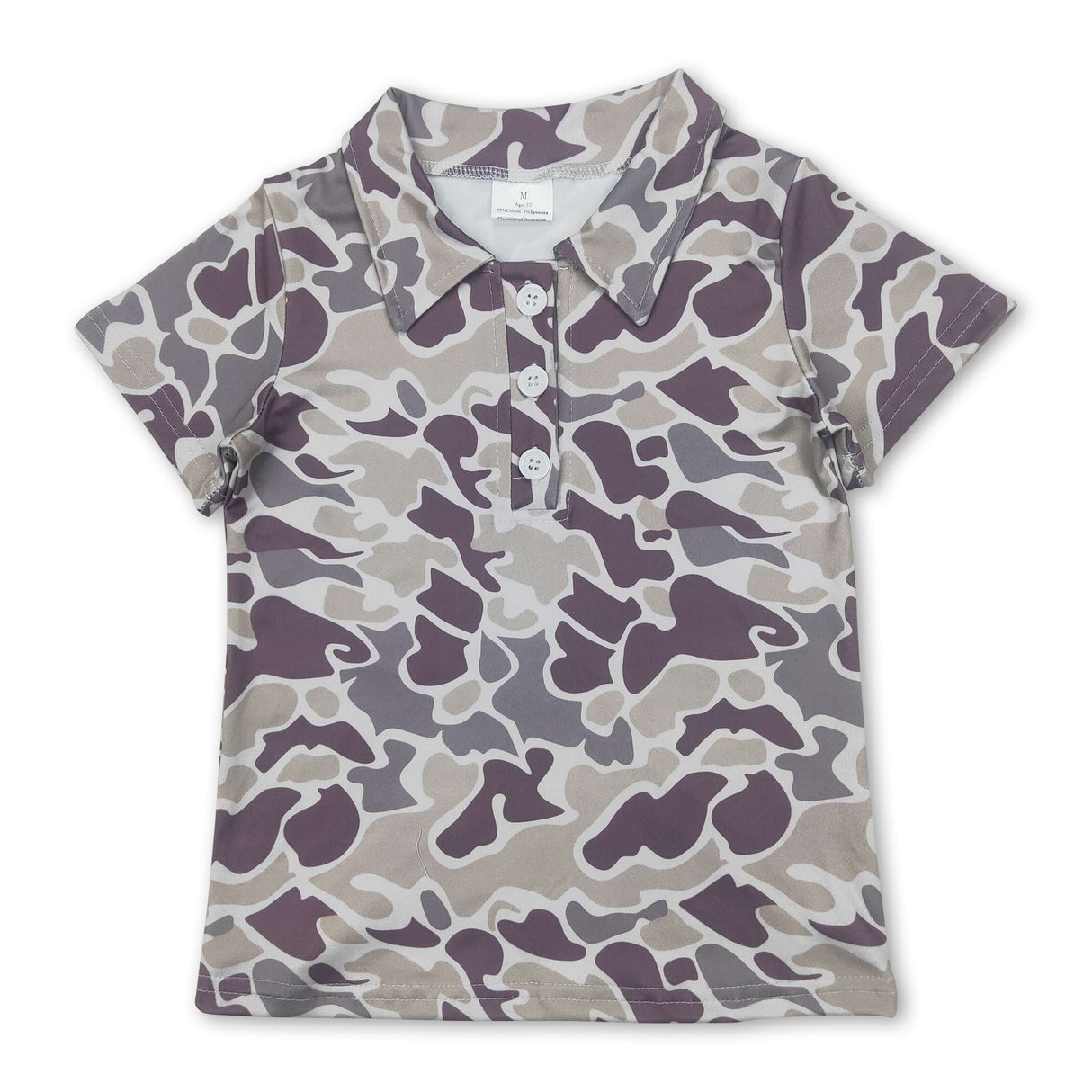 Short sleeves camo print kids boys polo shirt
