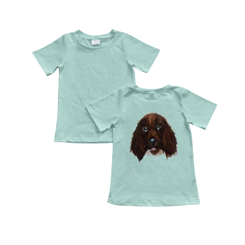 Short sleeves dog print kids boys summer shirt
