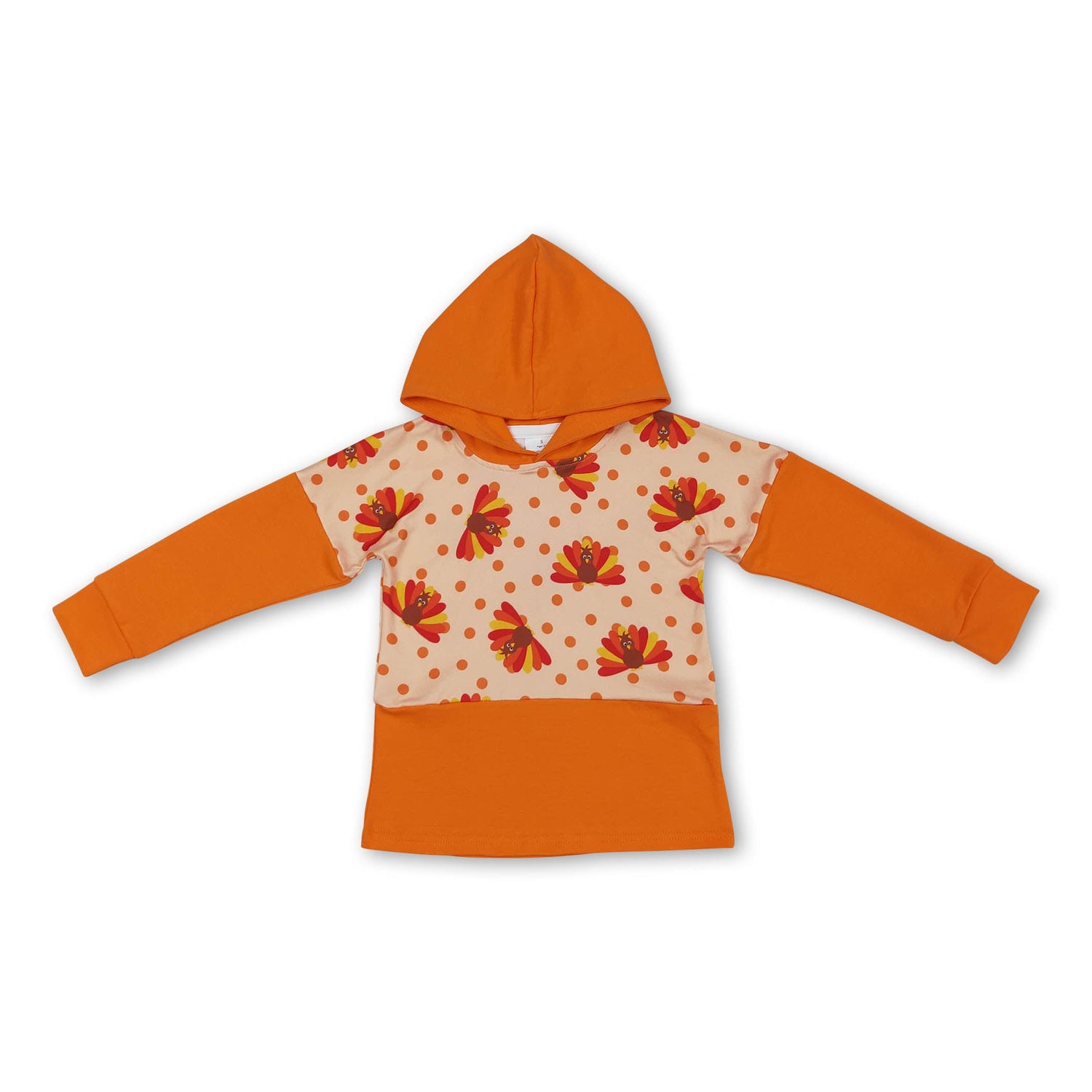 Long sleeves orange turkey kids Thanksgiving hoodie