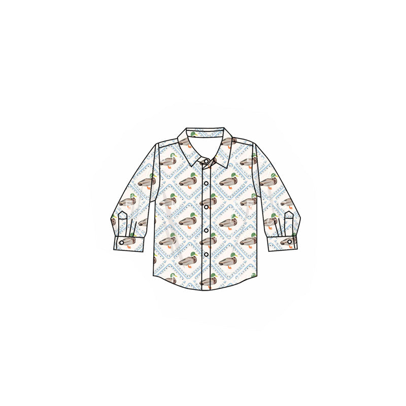 Long sleeves duck kids boys button down pajamas