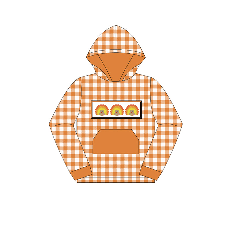 Long sleeves polka dots turkey pocket kids Thanksgiving hoodie