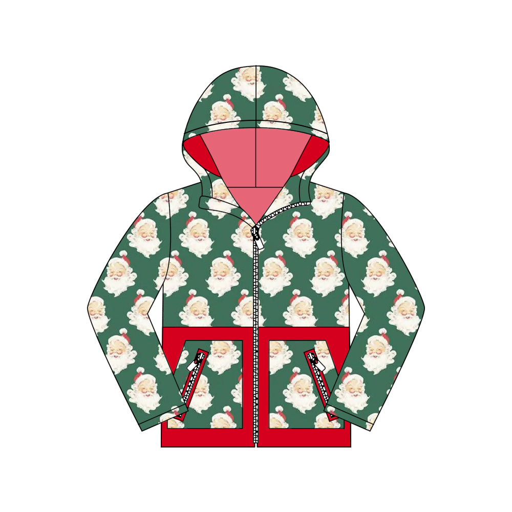 Long sleeves santa kids Christmas hooded jacket