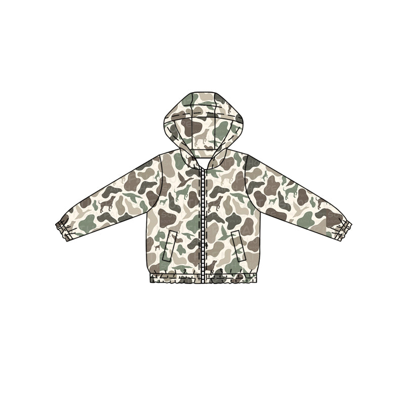 Long sleeves camo hunting dog duck kids boys hooded jacket
