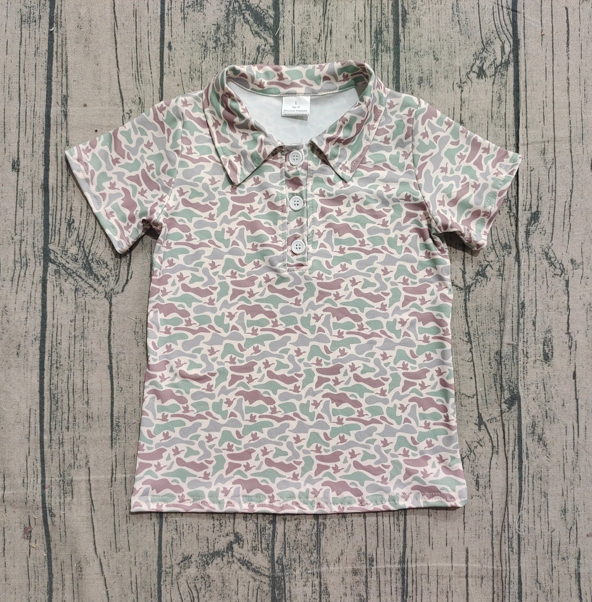 Short sleeves duck camo kids boys polo shirt