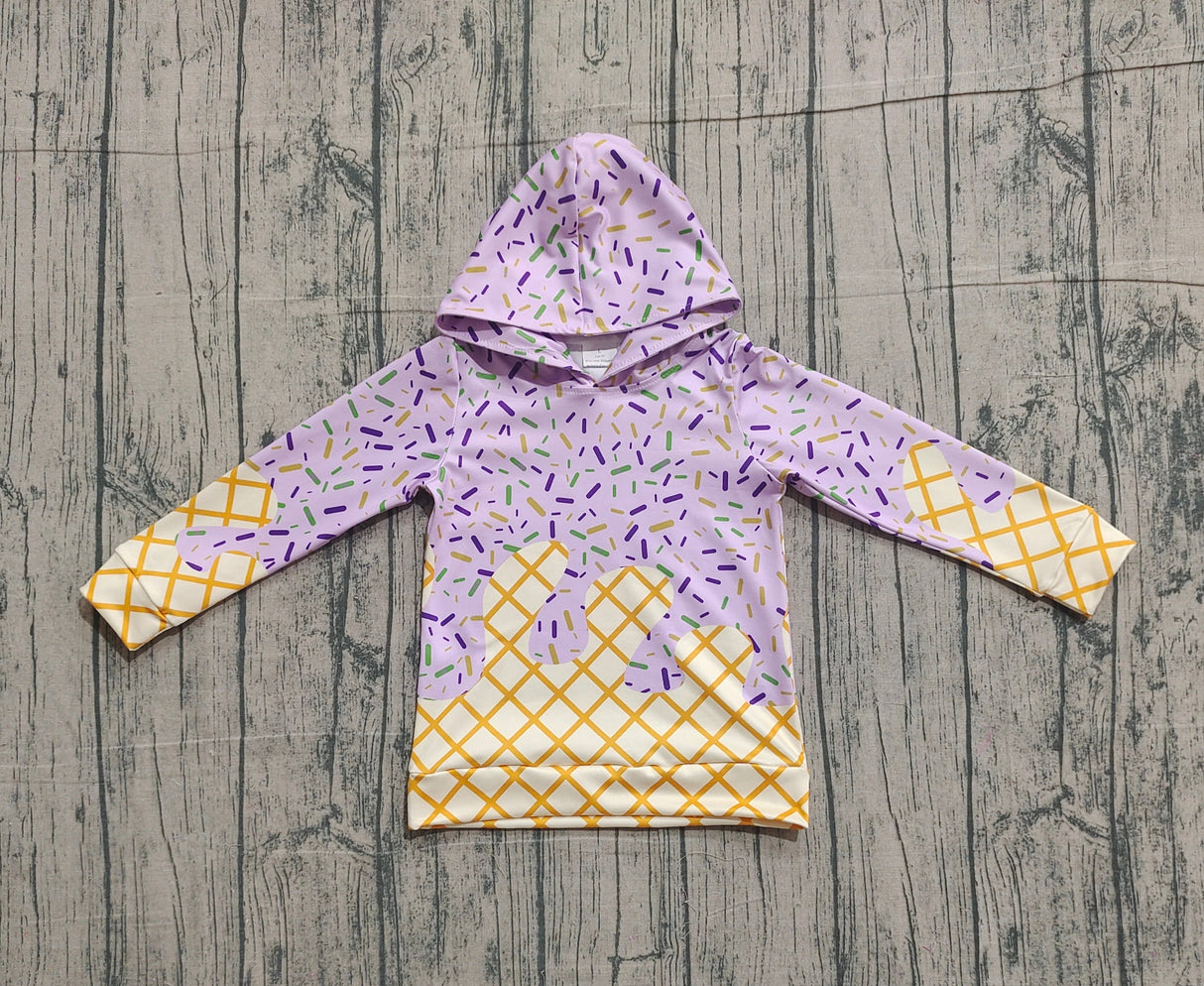 Lavender green yellow ice cream kids Mardi Gras hoodie
