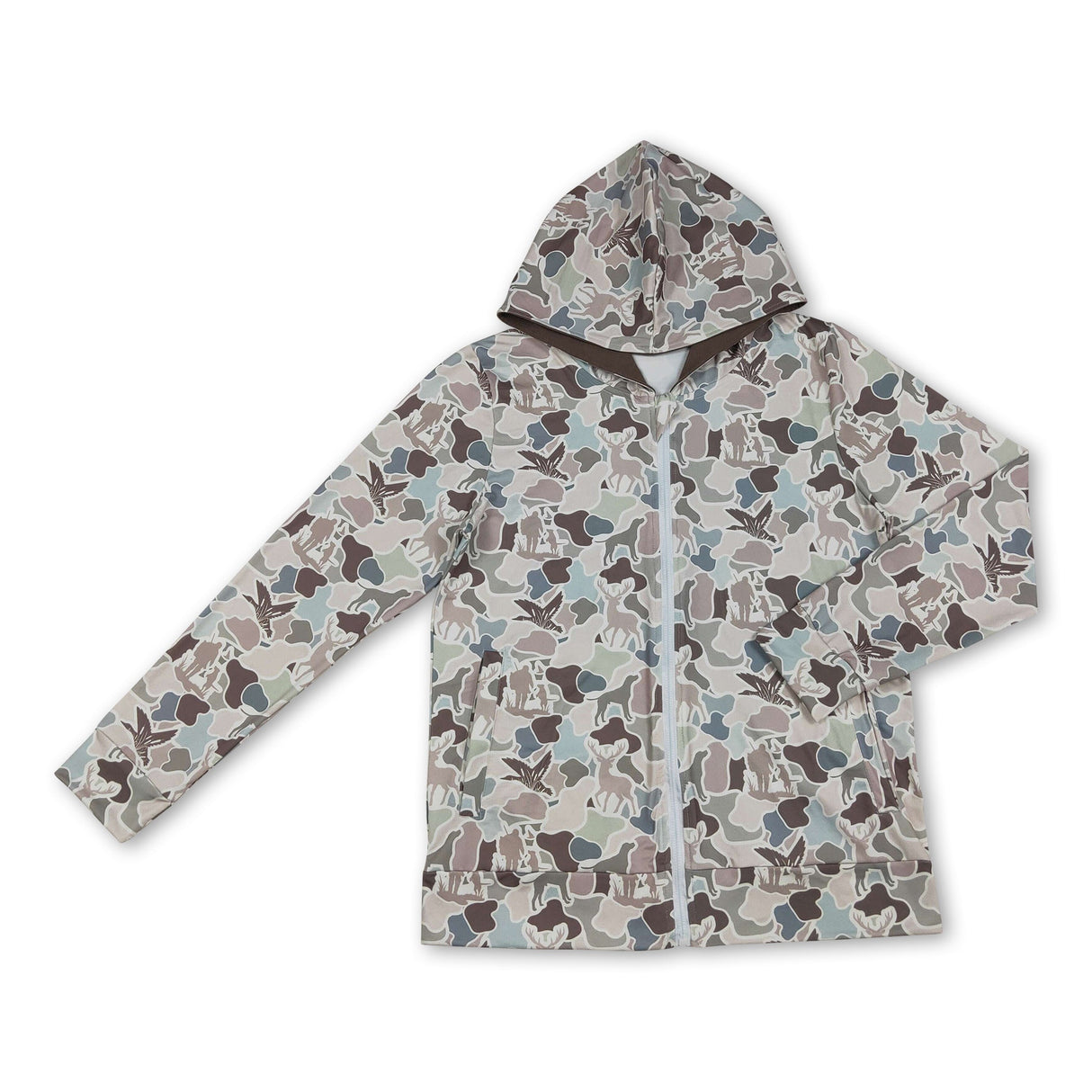 Hunting dog deer duck camo adult men zipper hooded jacket