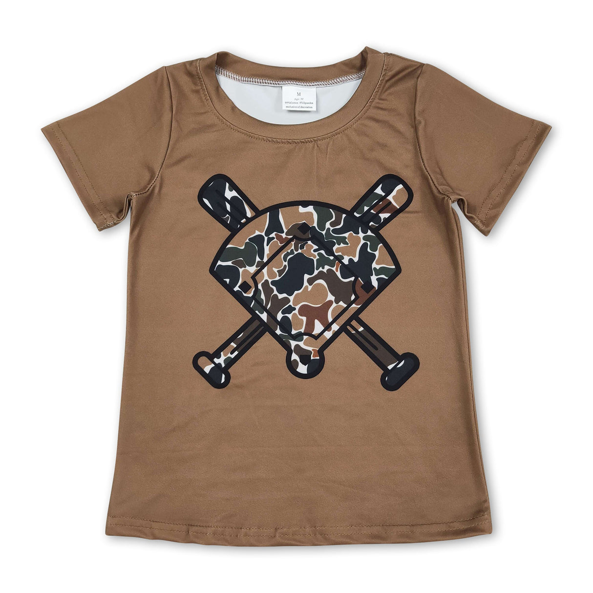 Short sleeves golf light brown camo kids boys T-shirt