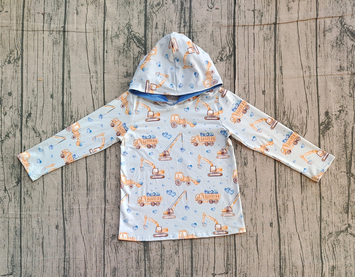 Long sleeves blue heart constructions boys Valentine's hoodie