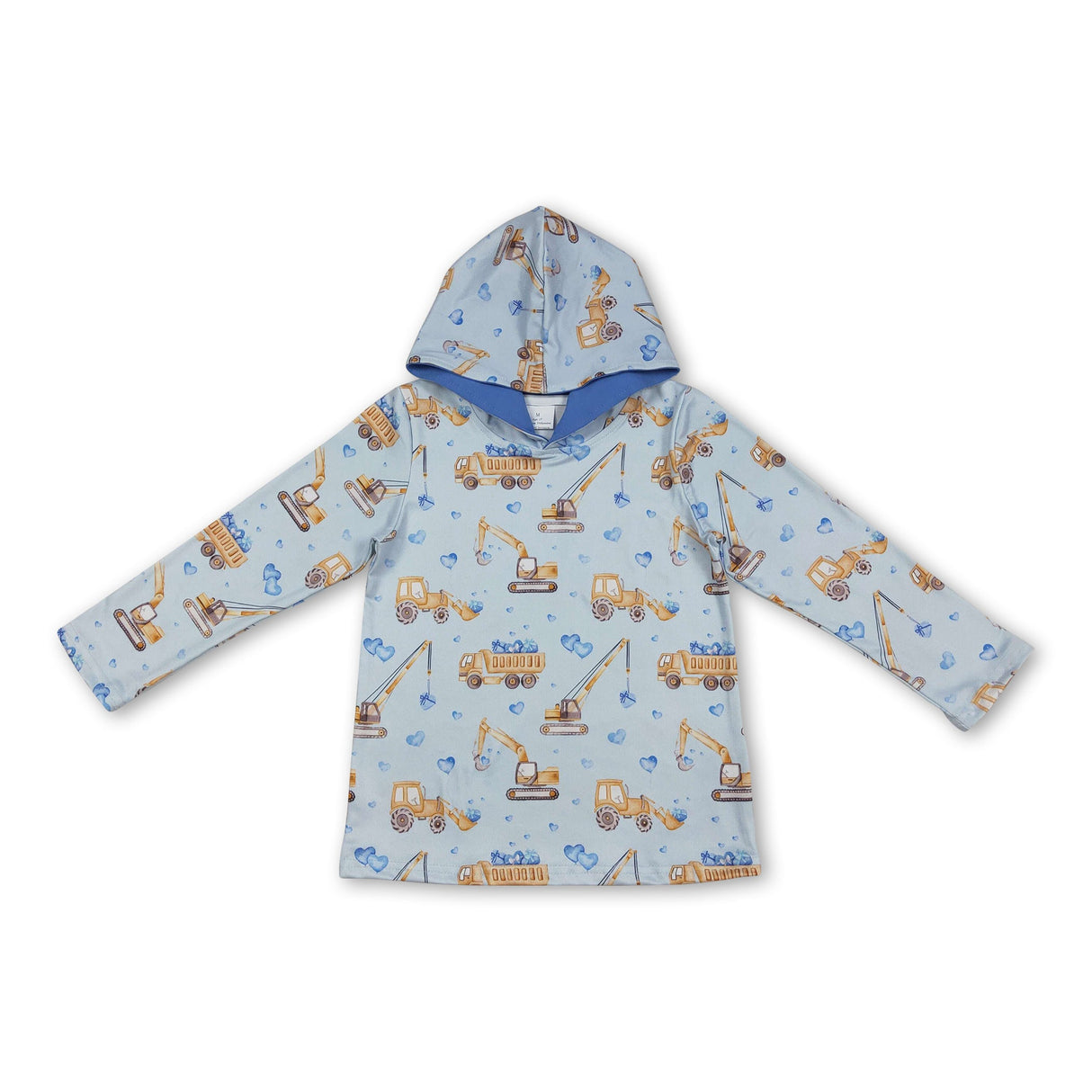 Long sleeves blue heart constructions boys Valentine's hoodie