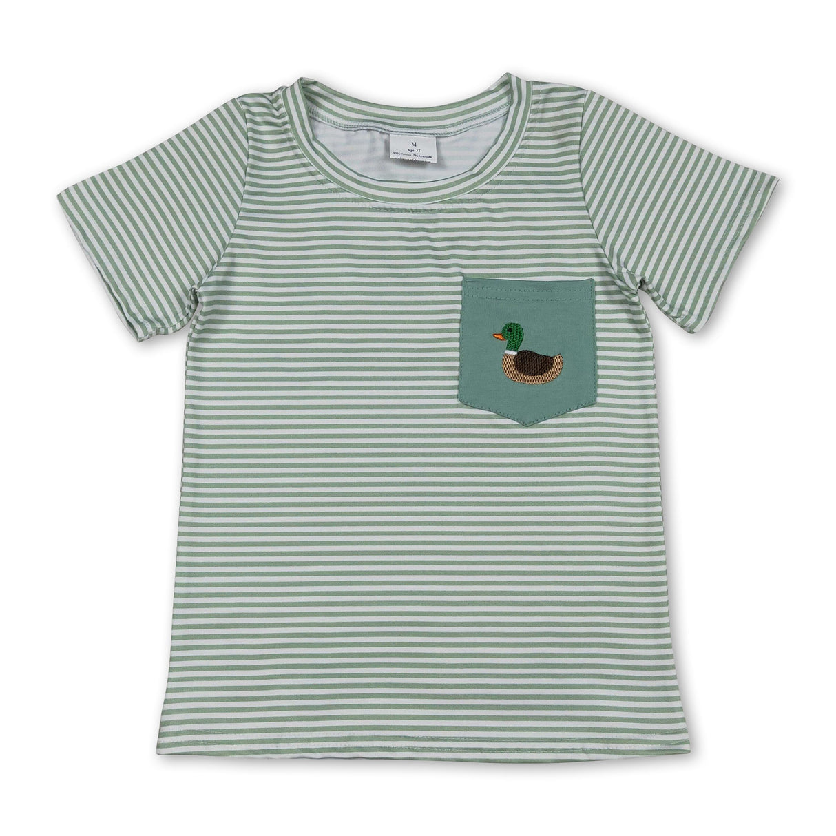 Short sleeves duck pocket stripe kids boys shirt