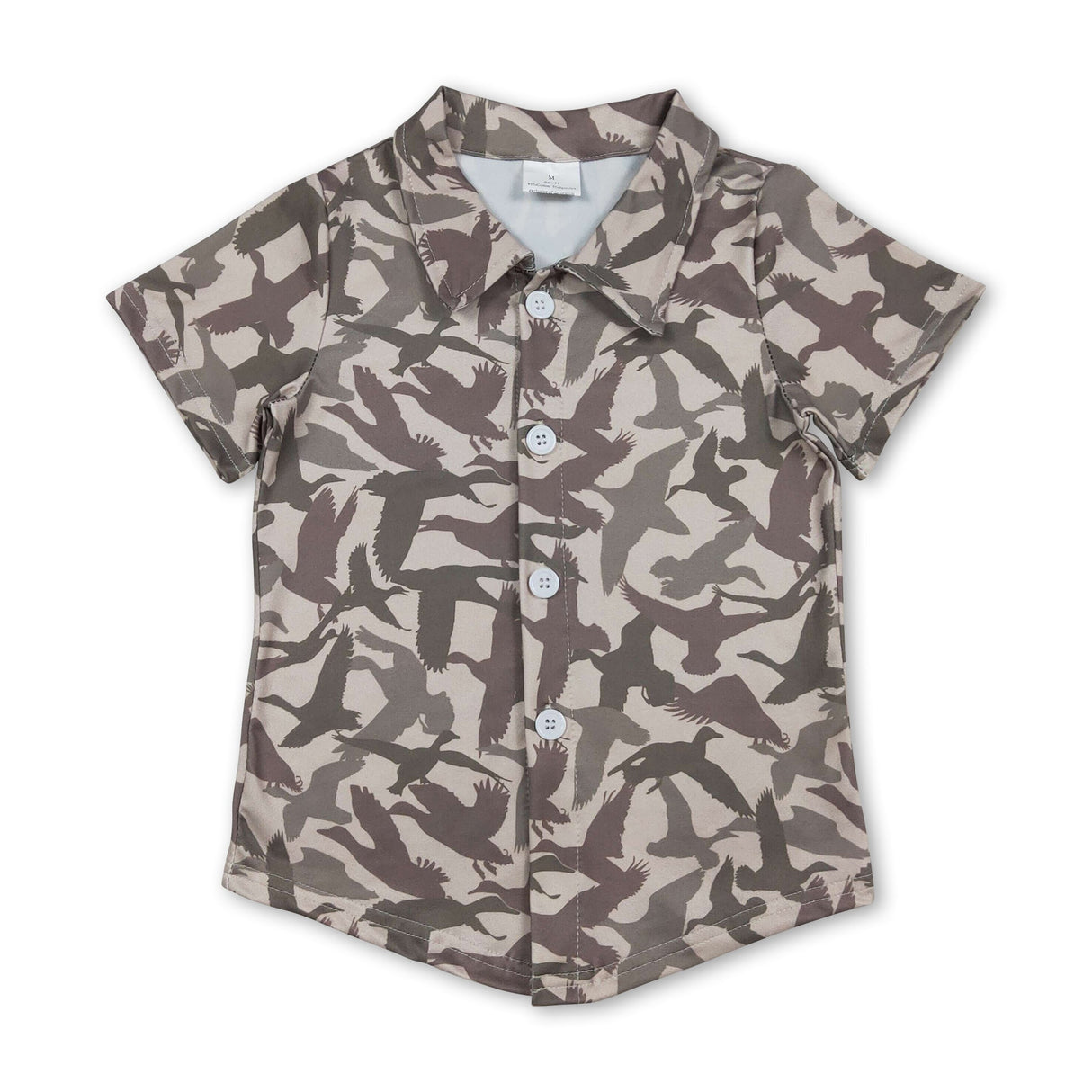 Short sleeves duck camo kids boys button down shirt