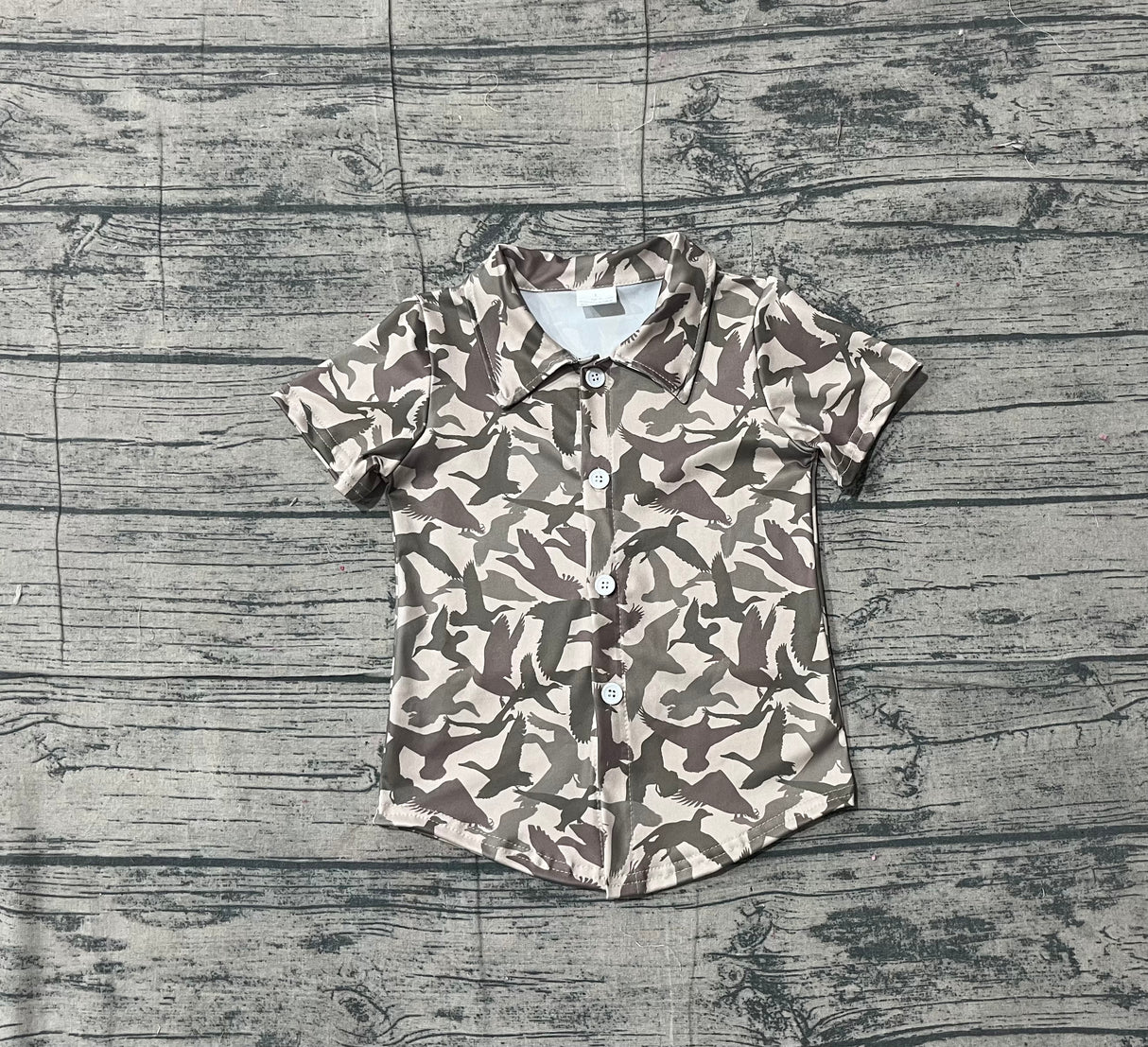 Short sleeves duck camo kids boys button down shirt