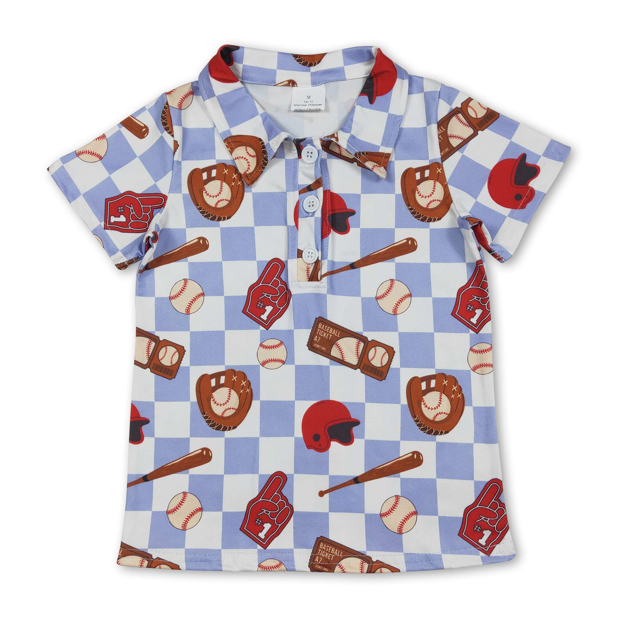 Short sleeves plaid baseball kids boys polo shirt