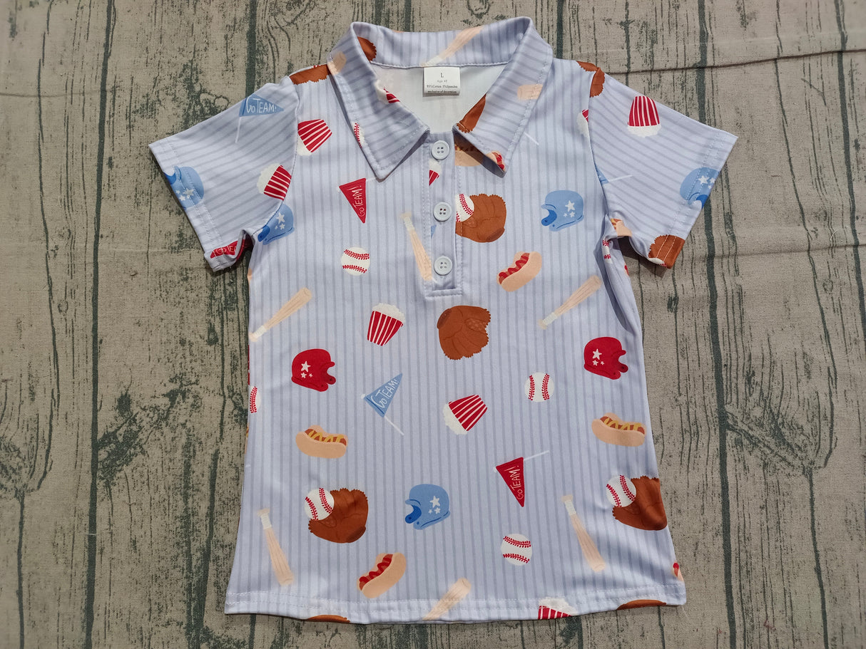 Short sleeves stripe baseball kids boys polo shirt