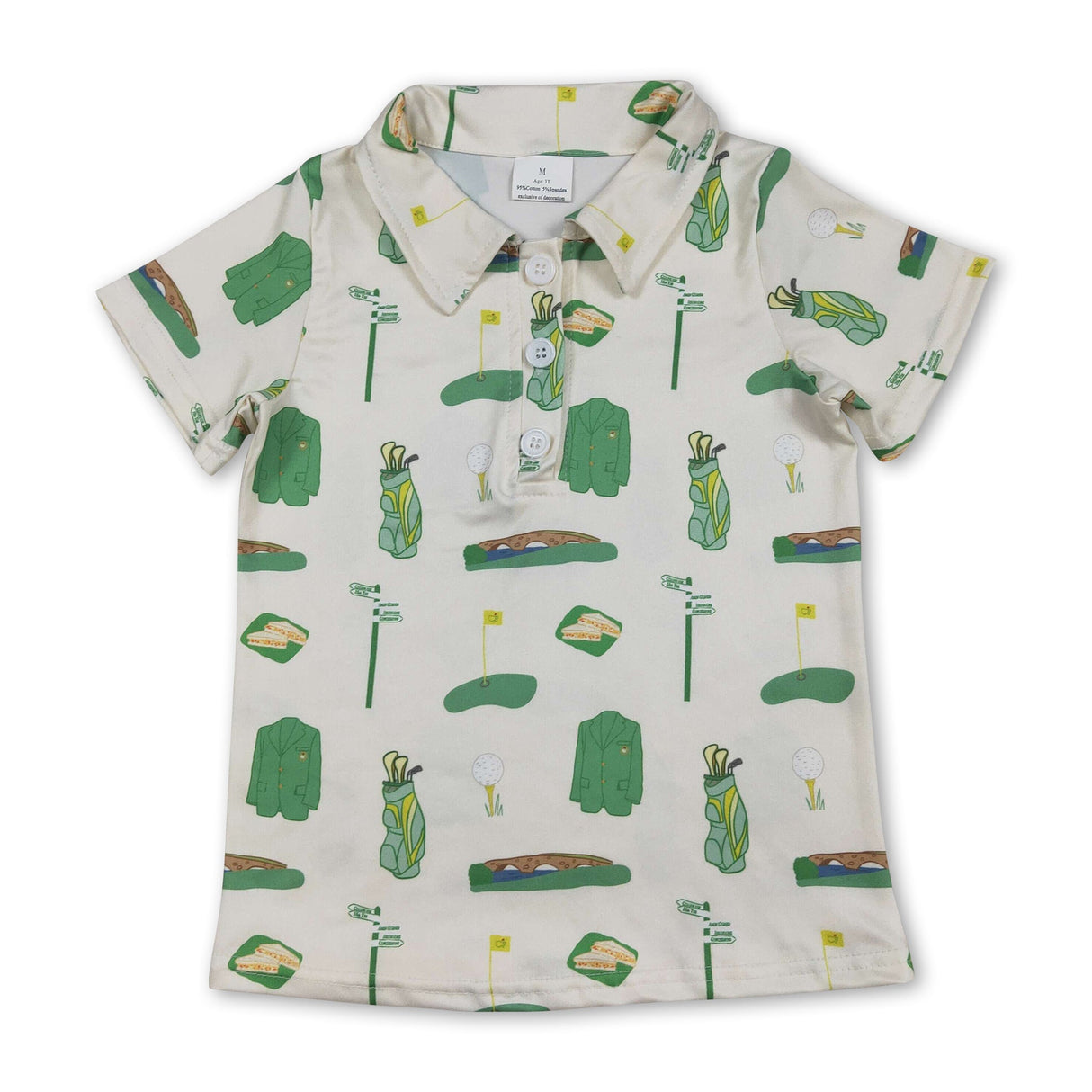 Short sleeves golf green jacket kids boys polo shirt