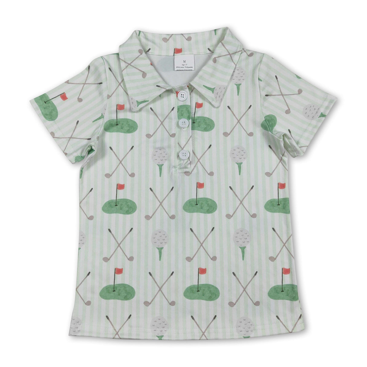 Short sleeves stripe flag golf kids boys polo shirt