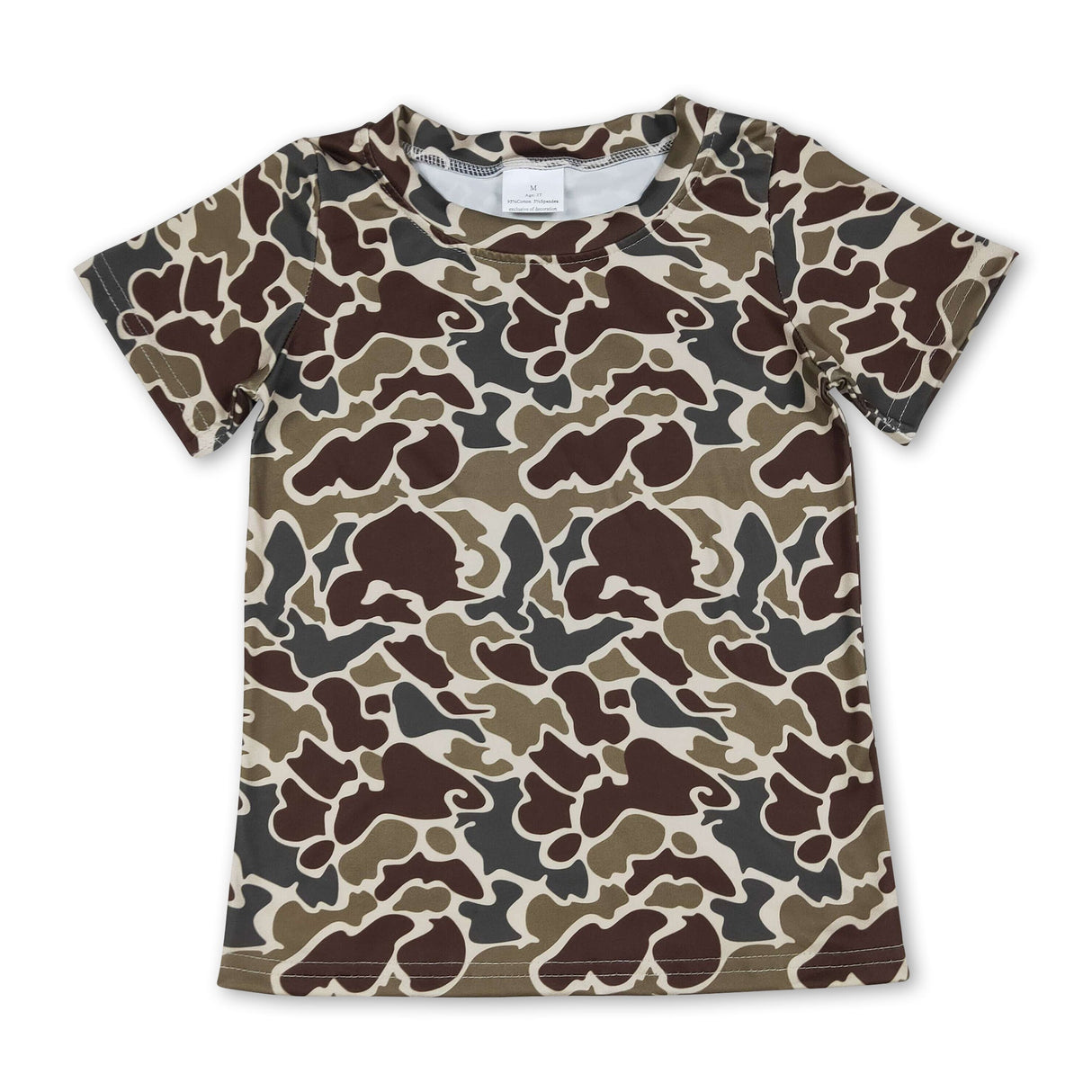 Short sleeves dark brown camo kids boys shirt