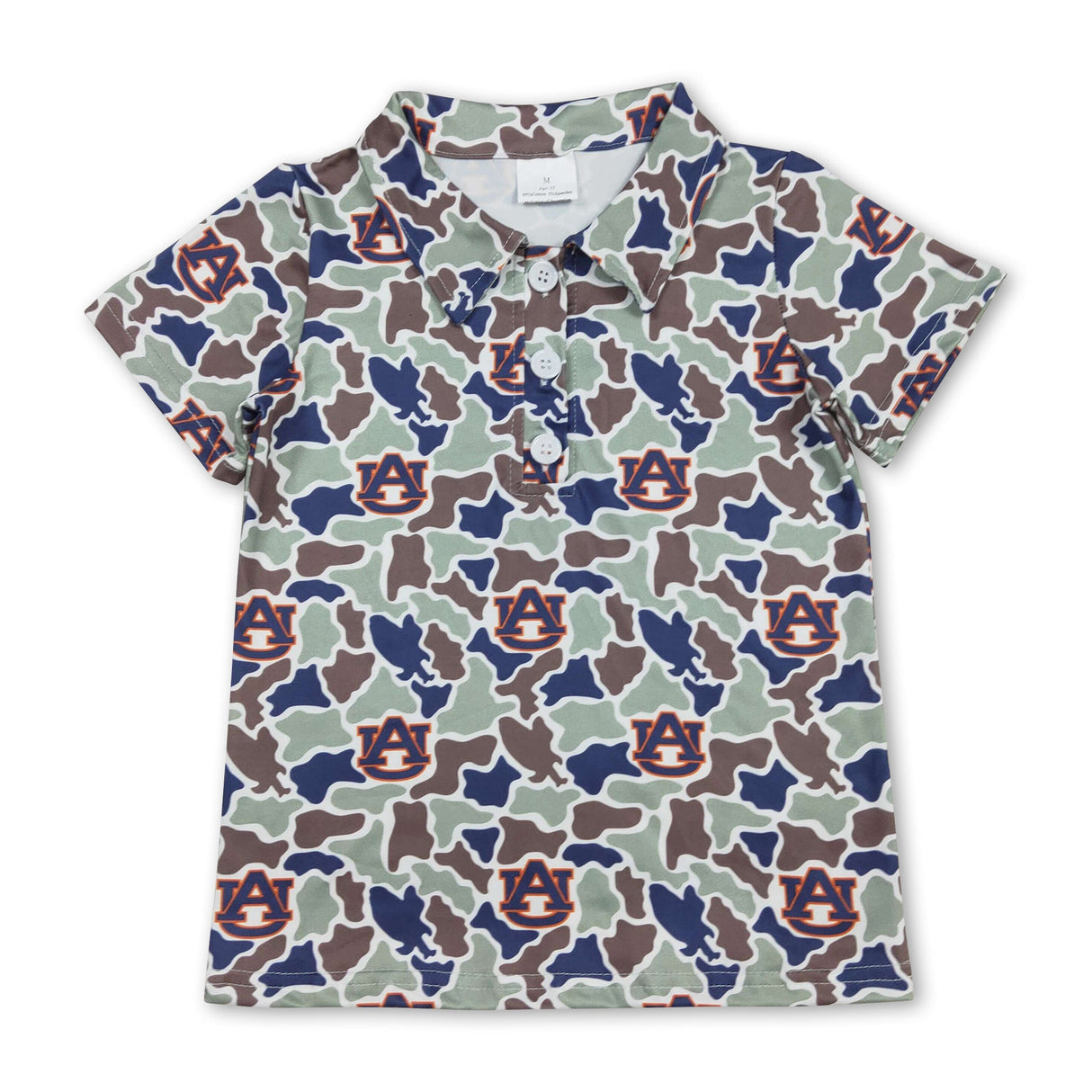 Short sleeves camo A U kids boys team polo shirt
