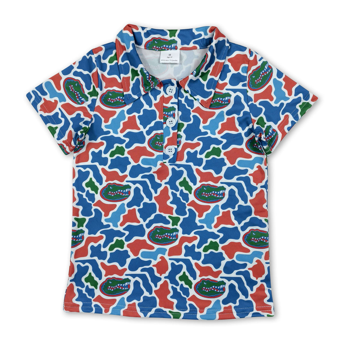 Short sleeves camo crocodile kids boys team polo shirt