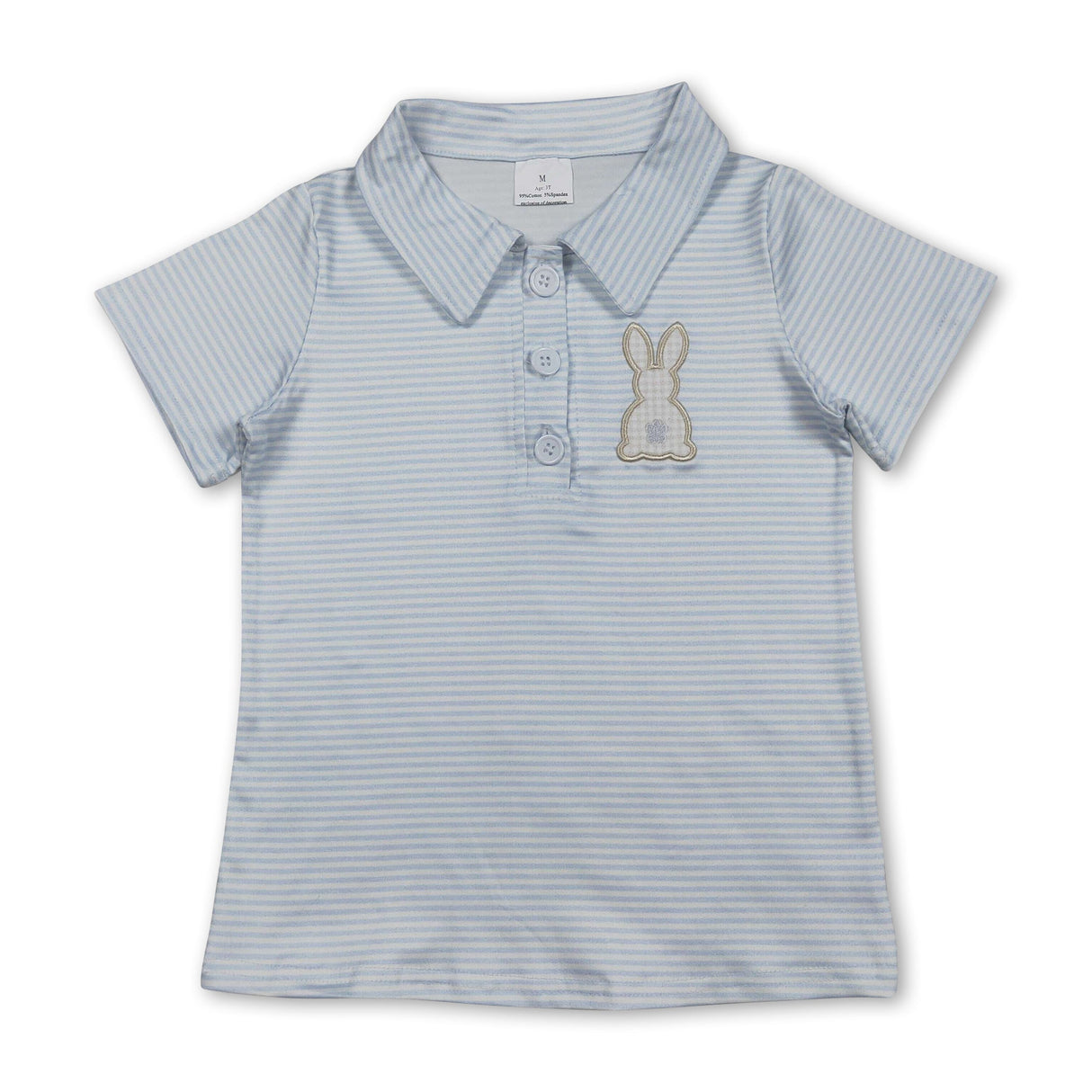 Stripe rabbit embroidery kids boys Easter polo shirt