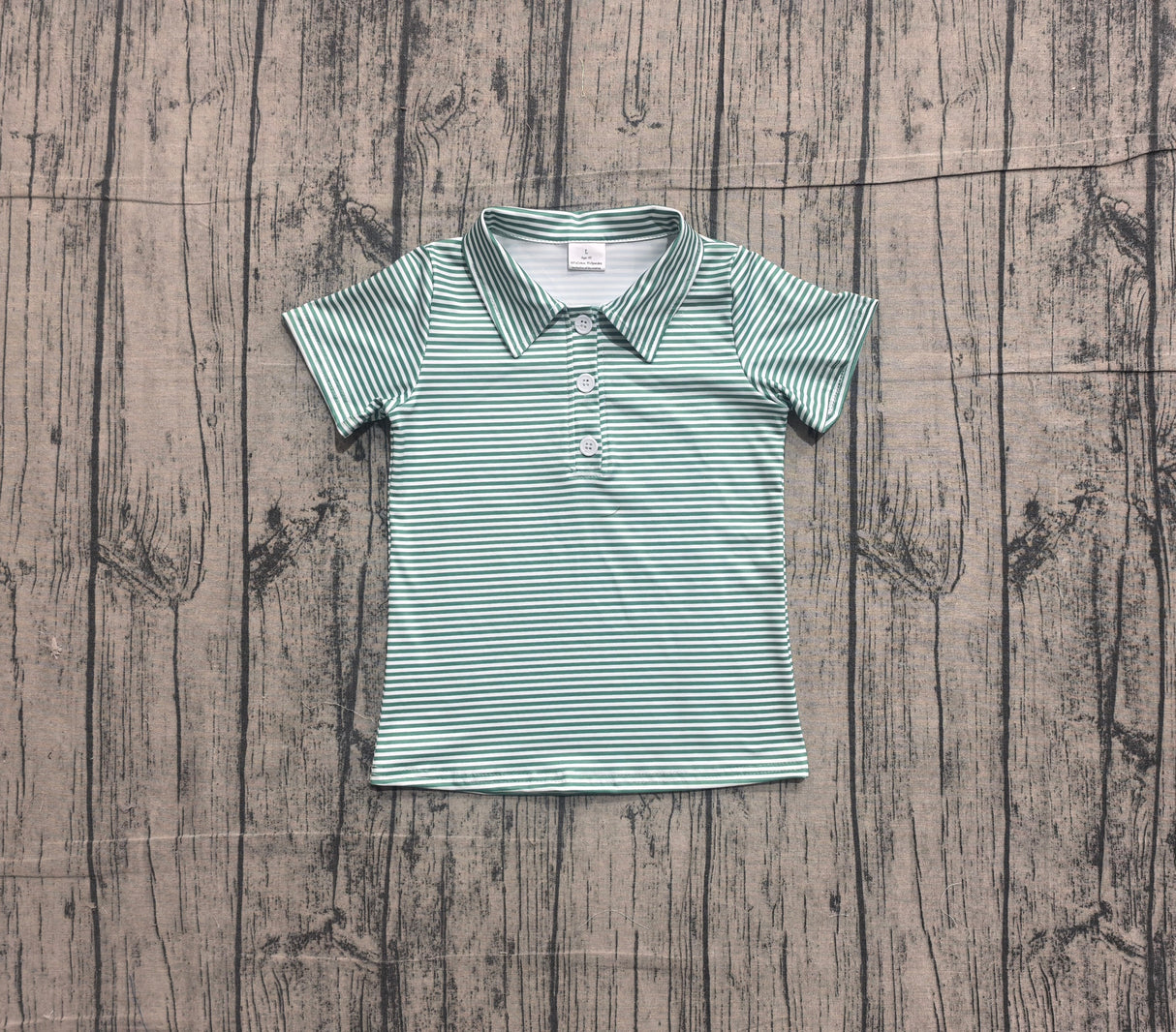 Short sleeves green stripe kids boys summer polo shirt