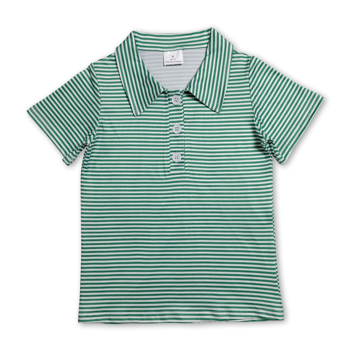 Short sleeves green stripe kids boys summer polo shirt