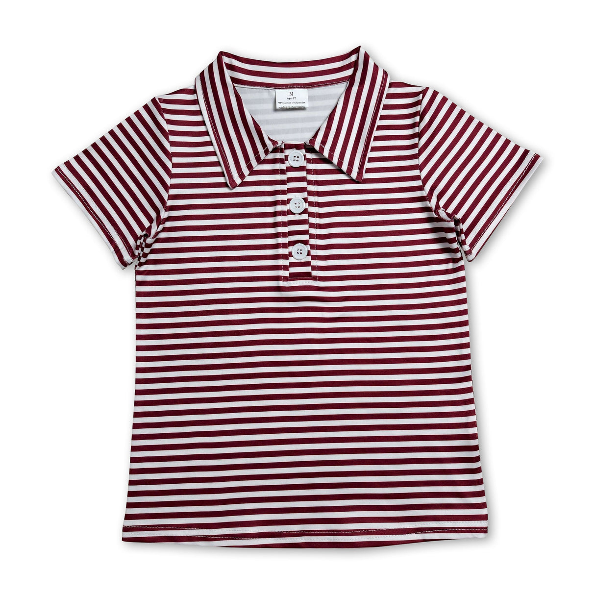 Short sleeves maroon stripe kids boys team polo shirt
