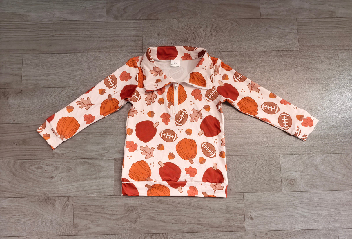 Long sleeves pumpkin leaves football boys fall pullover