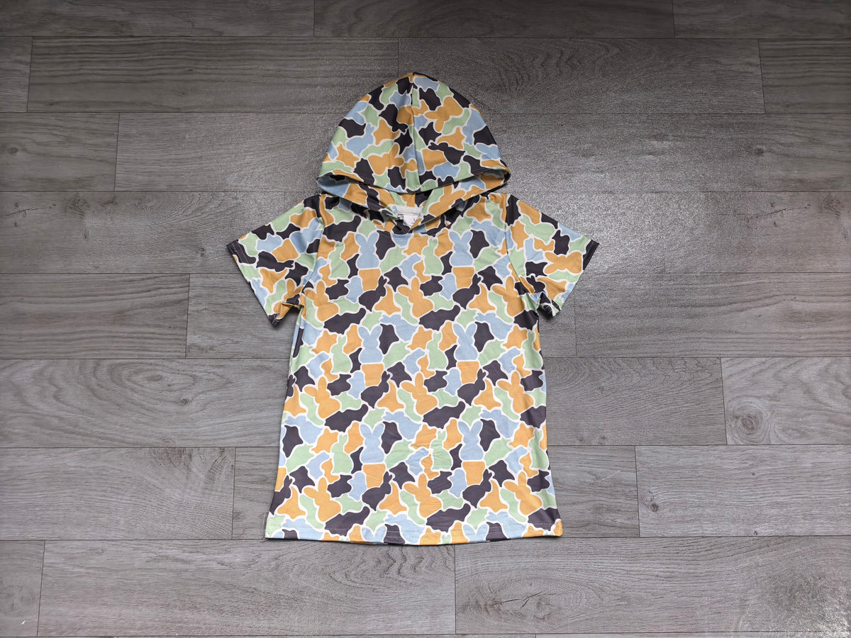 Short sleeves camo rabbit kids boys Easter hoodie