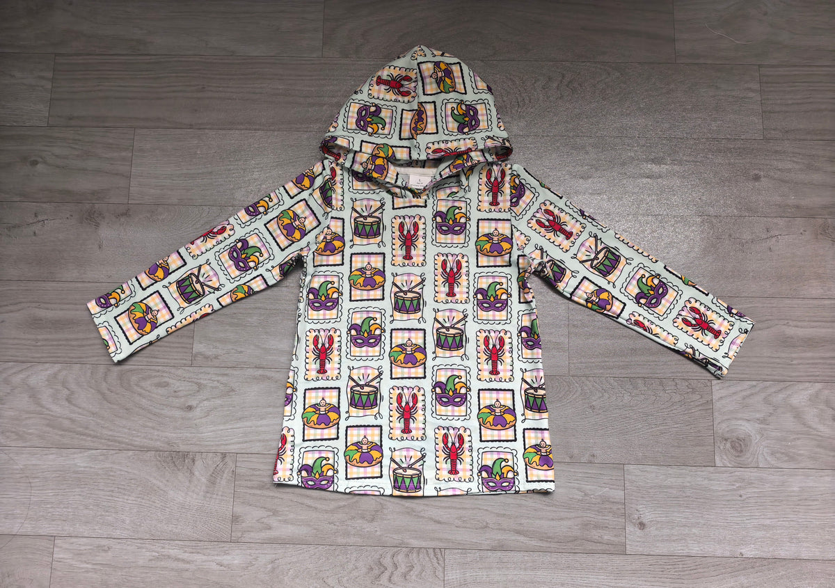 Long sleeves crawfish donut kids Mardi Gras hoodie